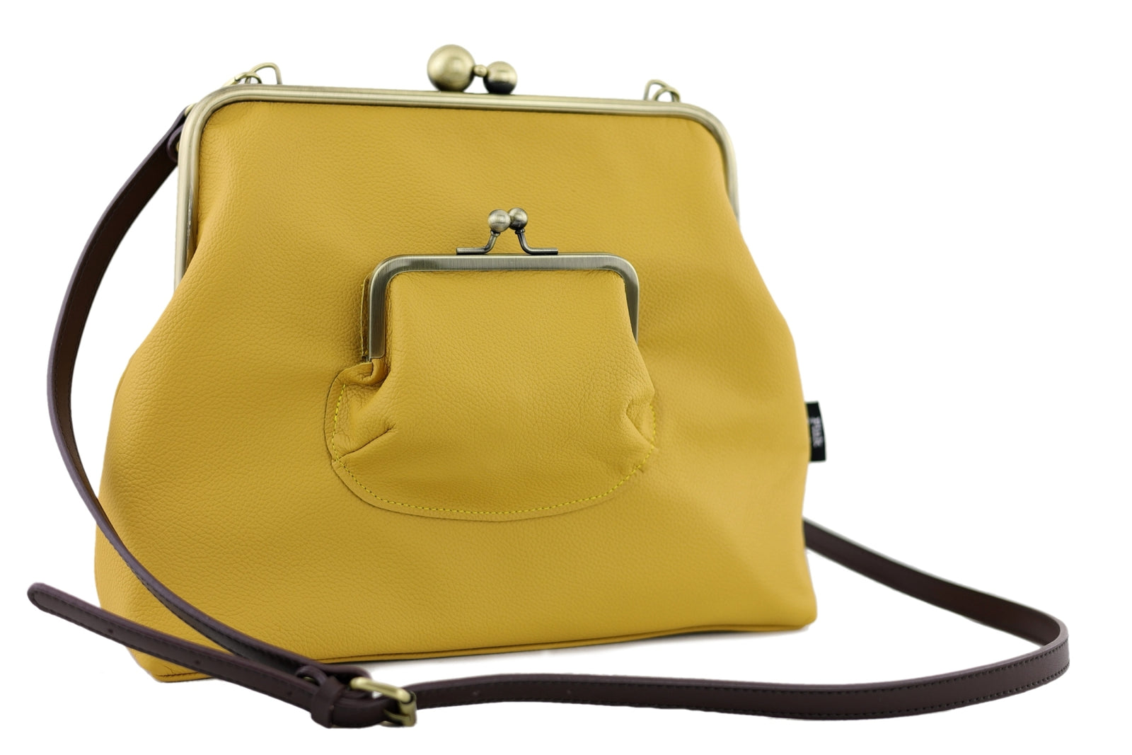 Handmade Mustard Leather Crossbody Bag | PINK OASIS