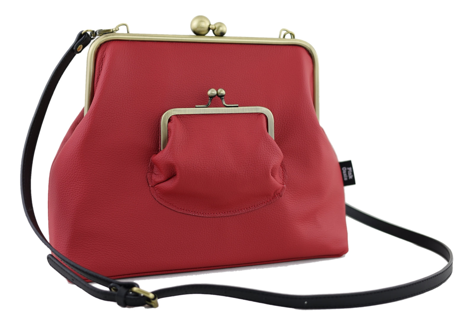 Handmade Crimson Red Leather Crossbody Bag | PINK OASIS
