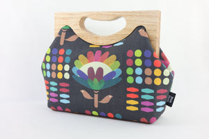 Rainbow Protea Medium Size Wood Frame Bag | PINK OASIS