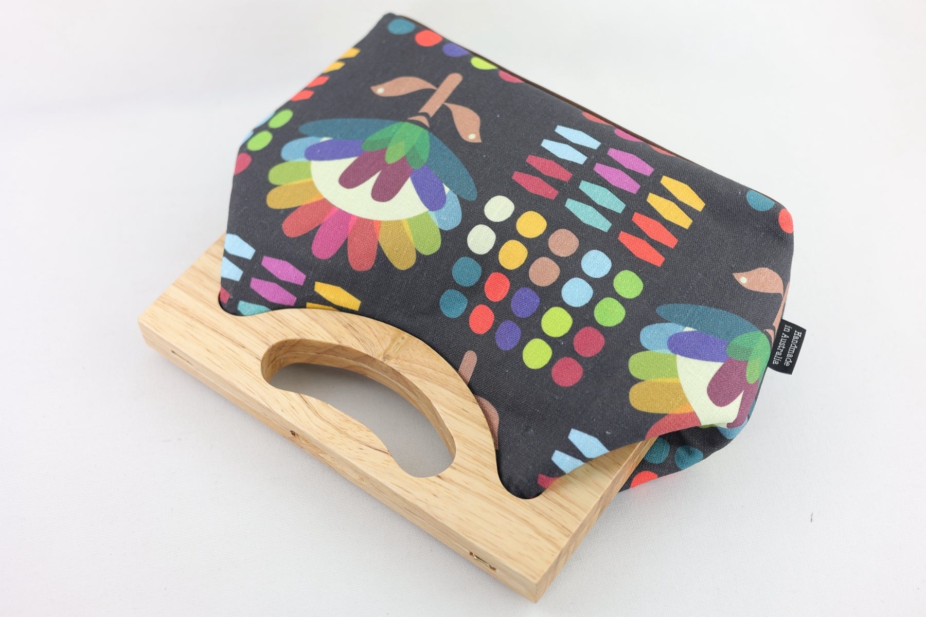 Rainbow Protea Medium Size Wood Frame Bag | PINK OASIS