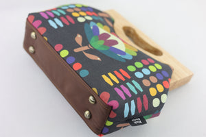 Rainbow Protea Medium Size Wood Frame Bag | PINK OASIS