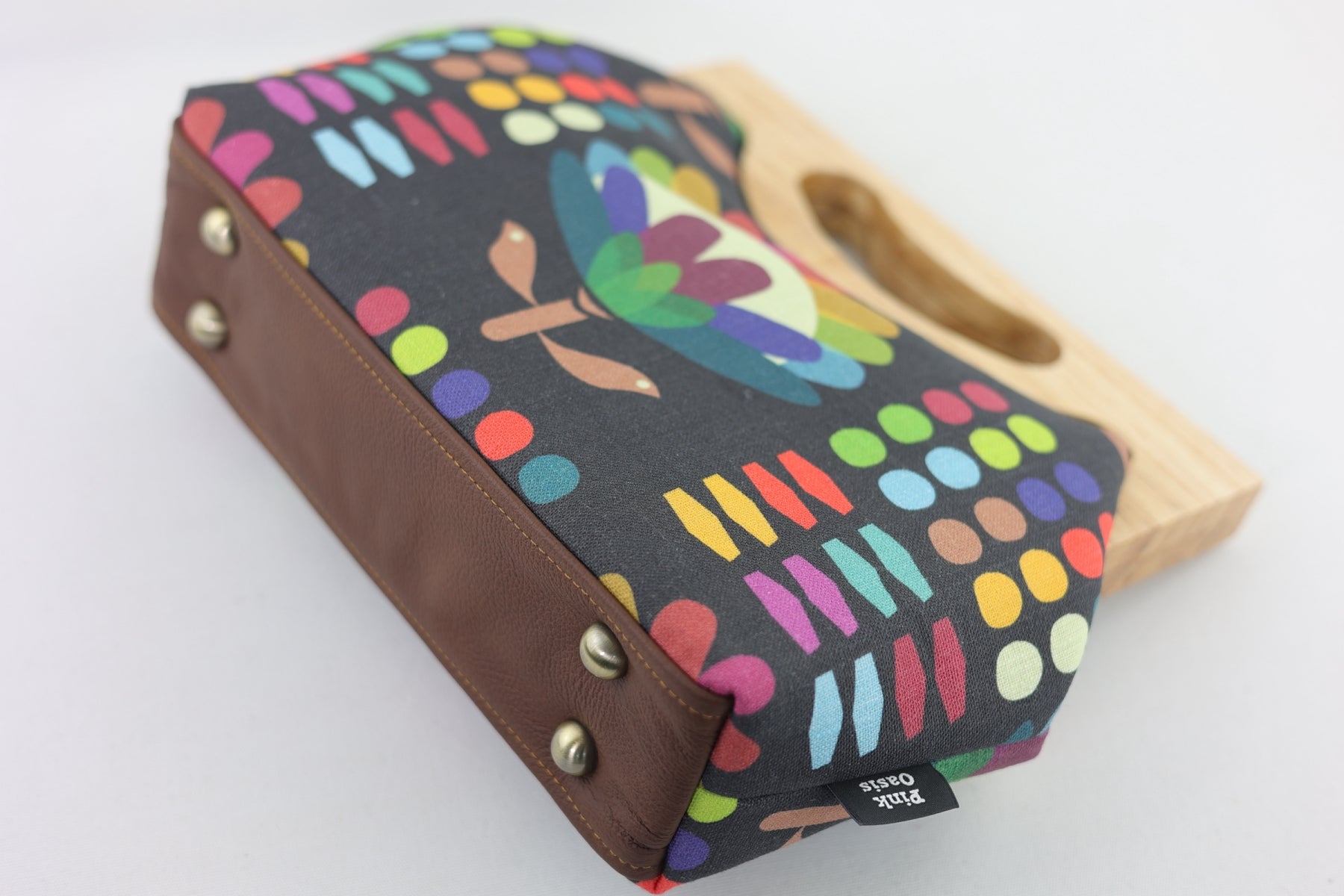 Rainbow Protea Medium Size Wood Frame Bag | PINK OASIS