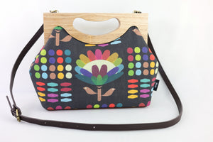 Rainbow Protea Medium Size Wood Frame Bag | PINK OASIS