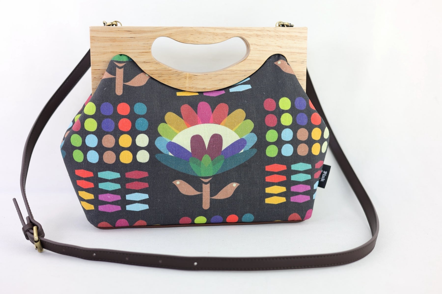 Rainbow Protea Medium Size Wood Frame Bag | PINK OASIS
