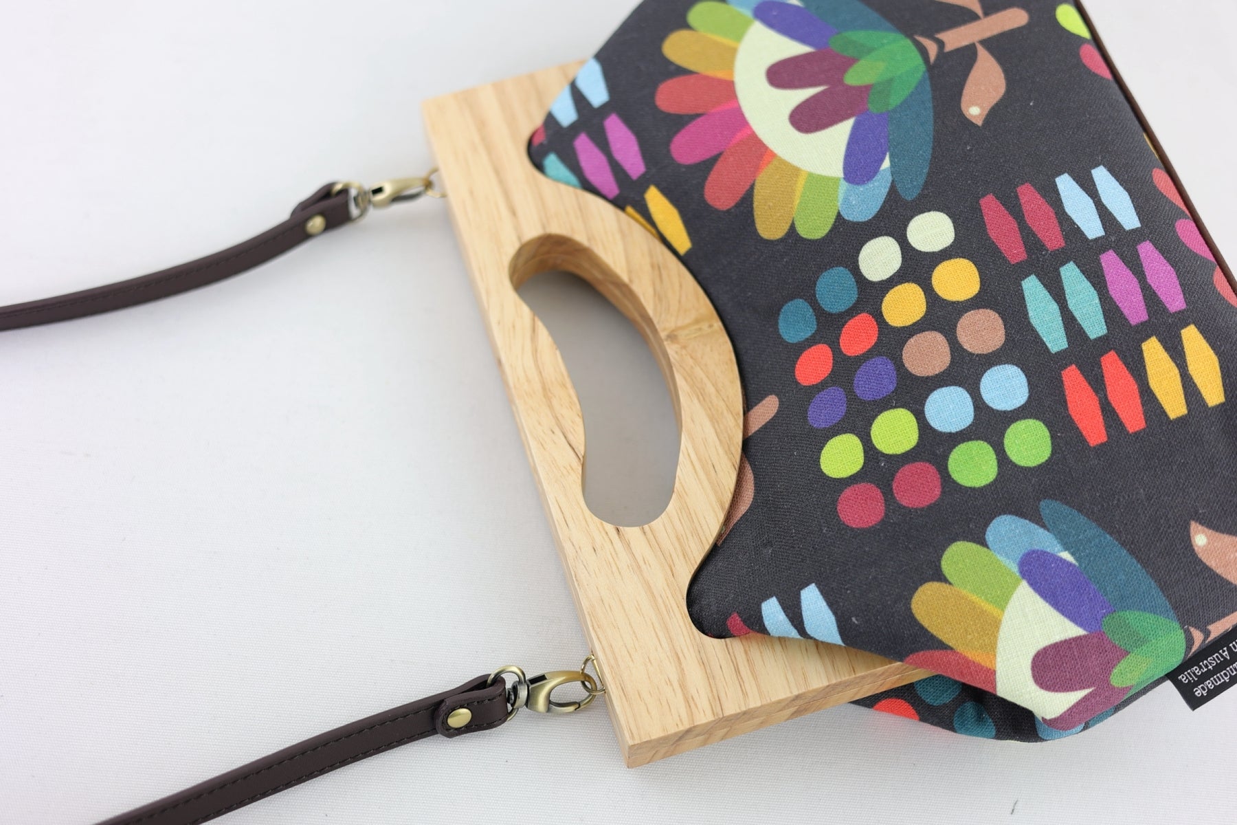 Rainbow Protea Medium Size Wood Frame Bag | PINK OASIS