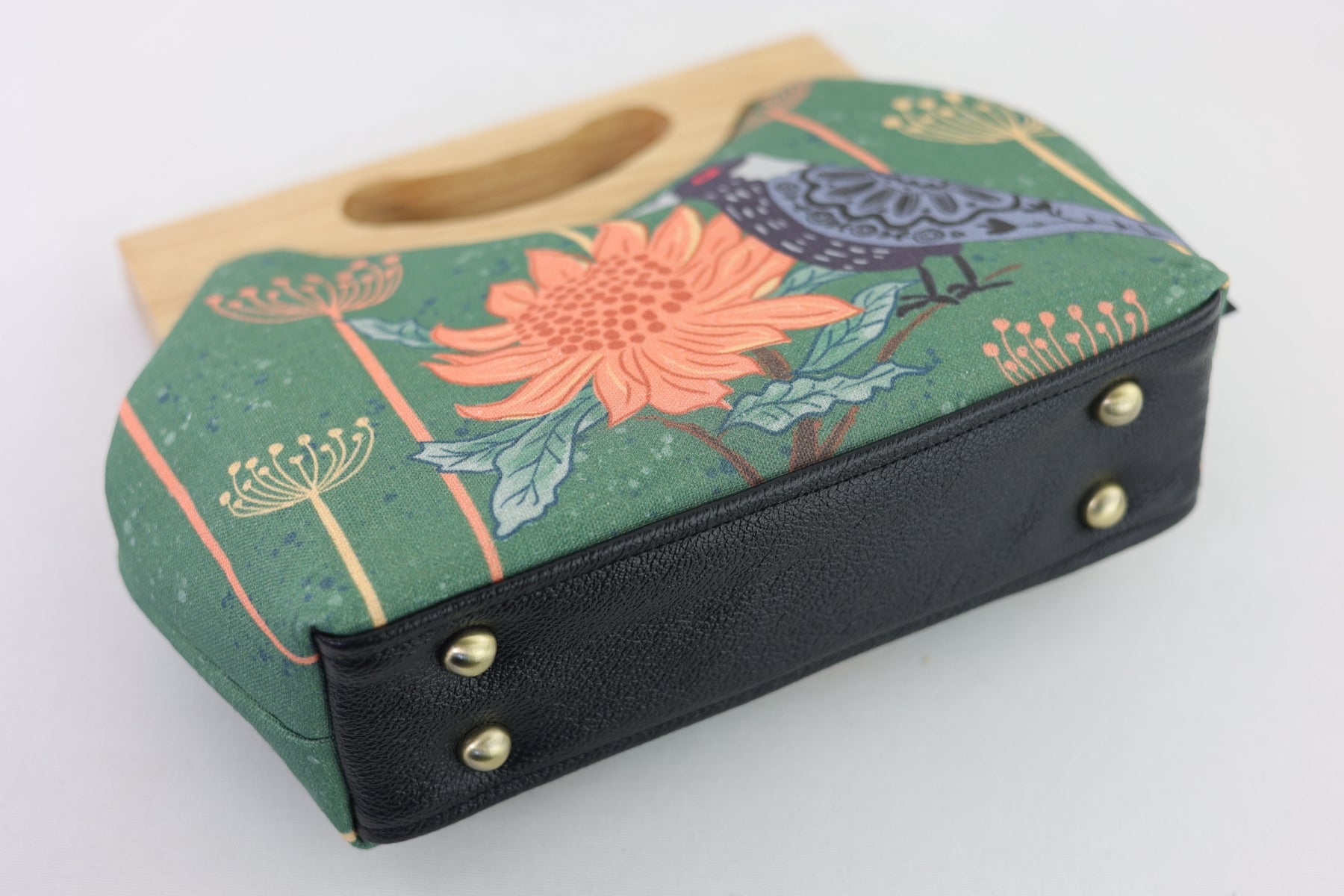 Magpie & Waratah Floral Medium Size Wood Frame Bag | PINK OASIS