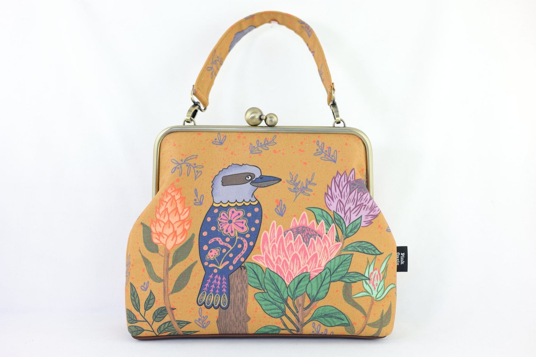 Kookaburra and Proteas Crossbody Bag with Webbing Strap | PINK OASIS