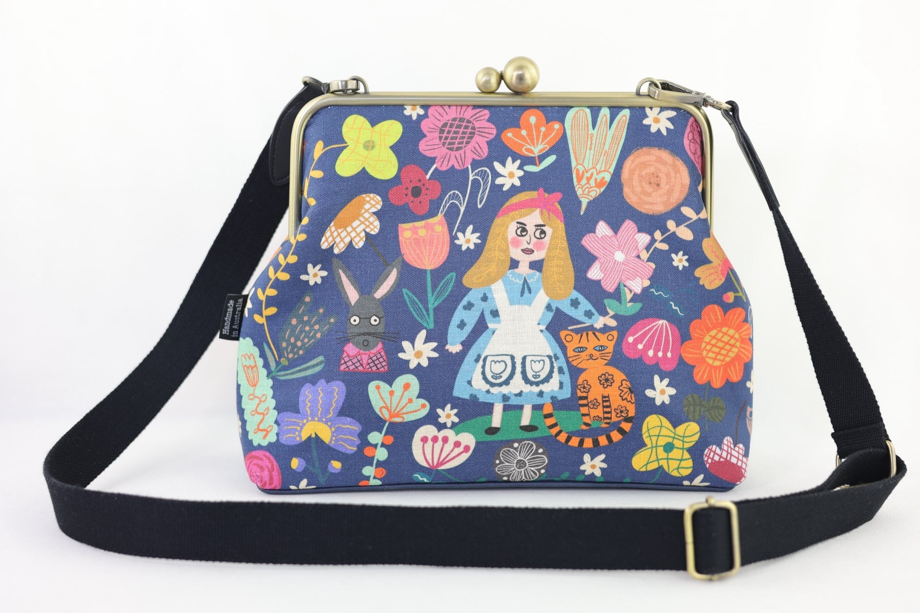 Alice in Wonderland Blue Crossbody Bag with Webbing Strap | PINK OASIS
