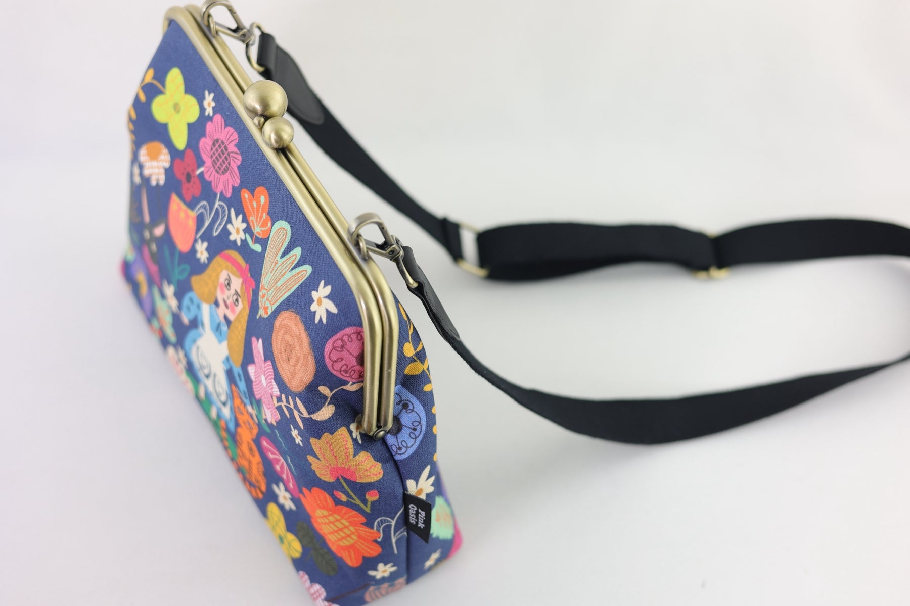 Alice in Wonderland Blue Crossbody Bag with Webbing Strap | PINK OASIS
