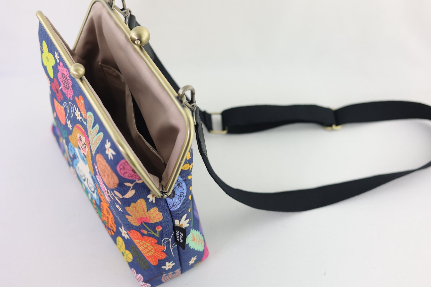 Alice in Wonderland Blue Crossbody Bag with Webbing Strap | PINK OASIS