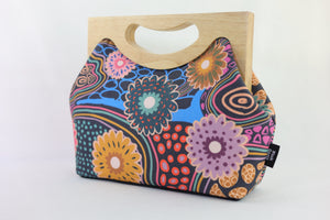Gerberas Floral Medium Size Wood Frame Bag | PINK OASIS