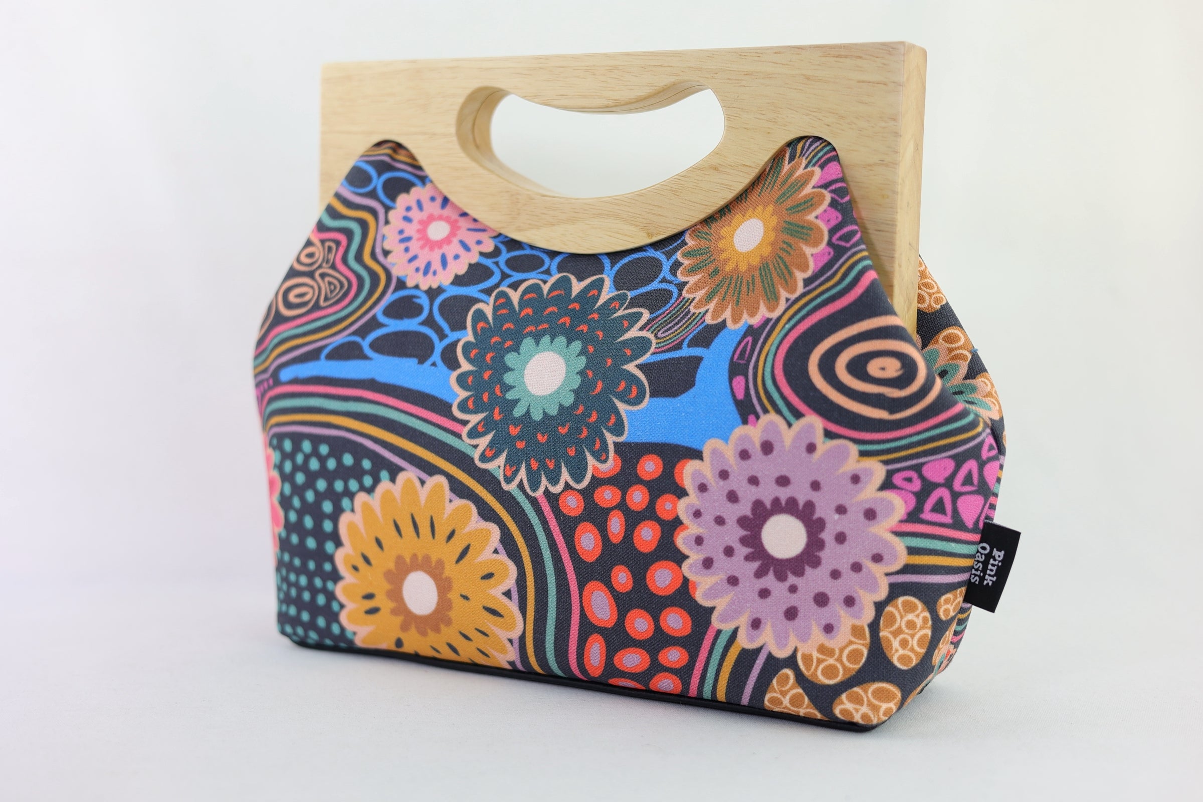 Gerberas Floral Medium Size Wood Frame Bag | PINK OASIS