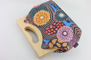 Gerberas Floral Medium Size Wood Frame Bag | PINK OASIS