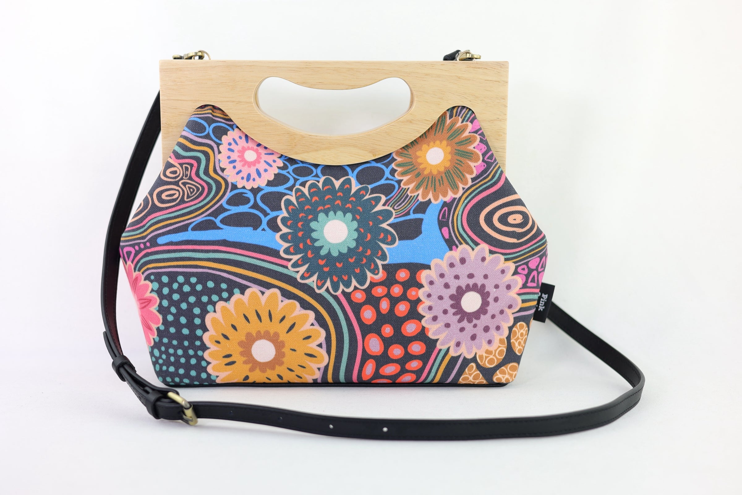 Gerberas Floral Medium Size Wood Frame Bag | PINK OASIS
