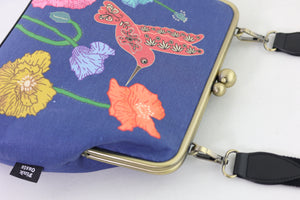 Poppies & Hummingbird Crossbody Bag with Webbing Strap | PINK OASIS