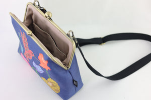 Poppies & Hummingbird Crossbody Bag with Webbing Strap | PINK OASIS