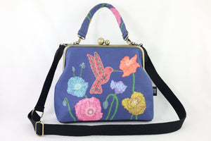 Poppies & Hummingbird Crossbody Bag with Webbing Strap | PINK OASIS