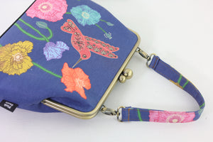 Poppies & Hummingbird Crossbody Bag with Webbing Strap | PINK OASIS
