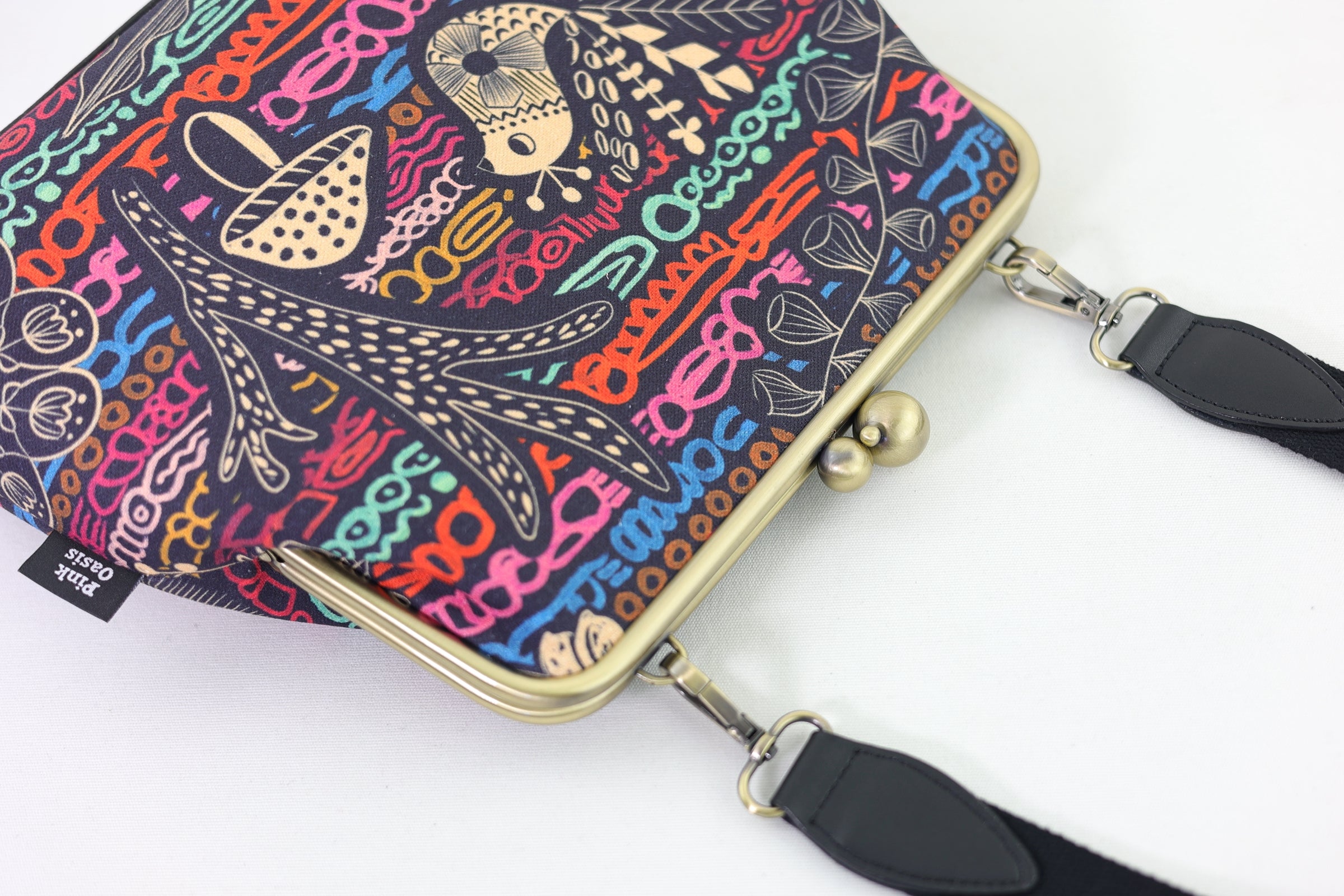 Peacock Crossbody Bag with Webbing Strap | PINK OASIS