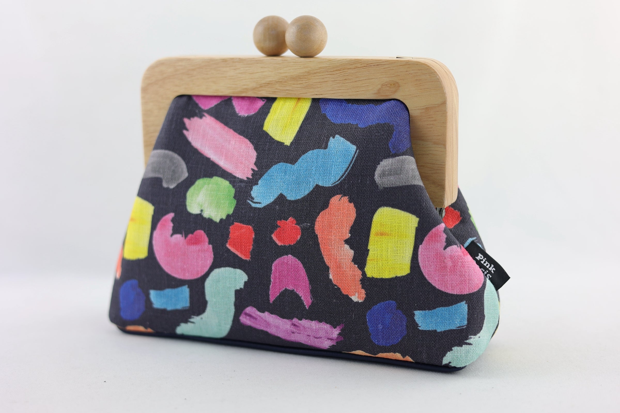 Colourful Brushes Clutch with Leather Strap | PINK OASIS