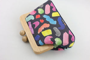 Colourful Brushes Clutch with Leather Strap | PINK OASIS