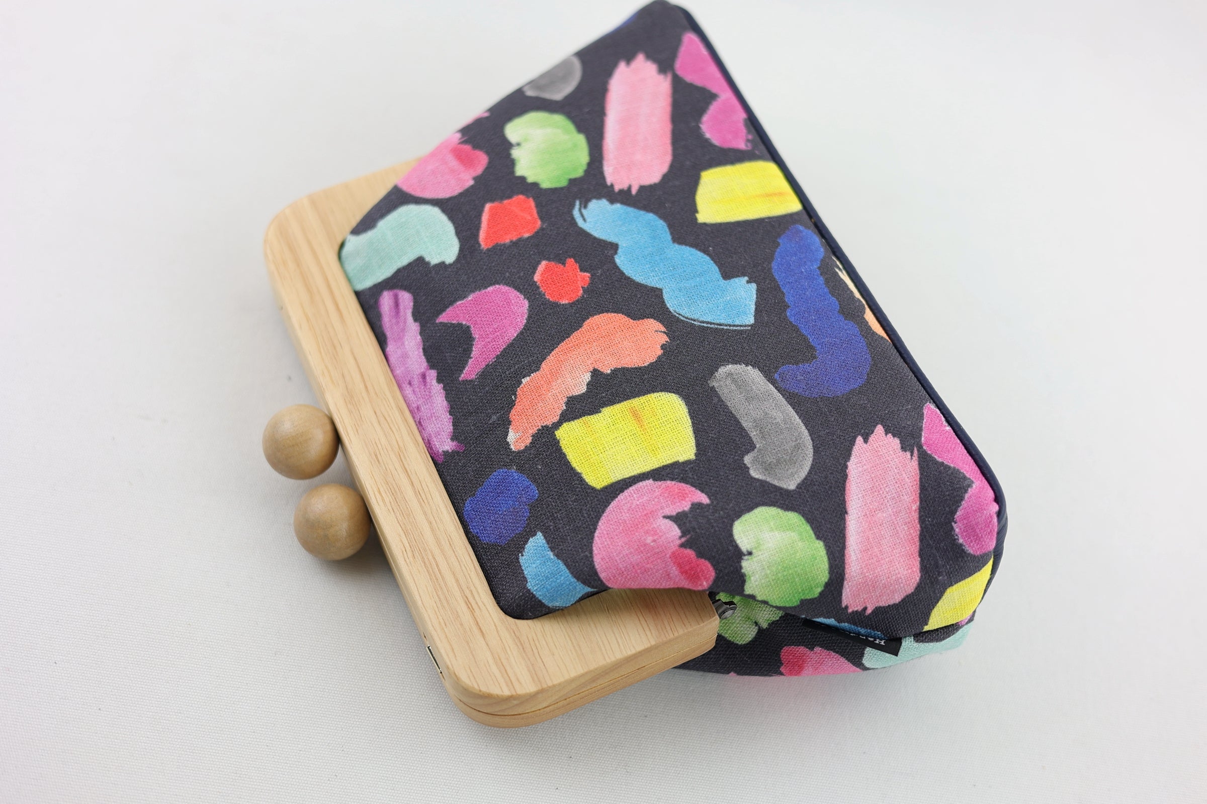 Colourful Brushes Clutch with Leather Strap | PINK OASIS