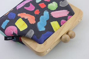 Colourful Brushes Clutch with Leather Strap | PINK OASIS