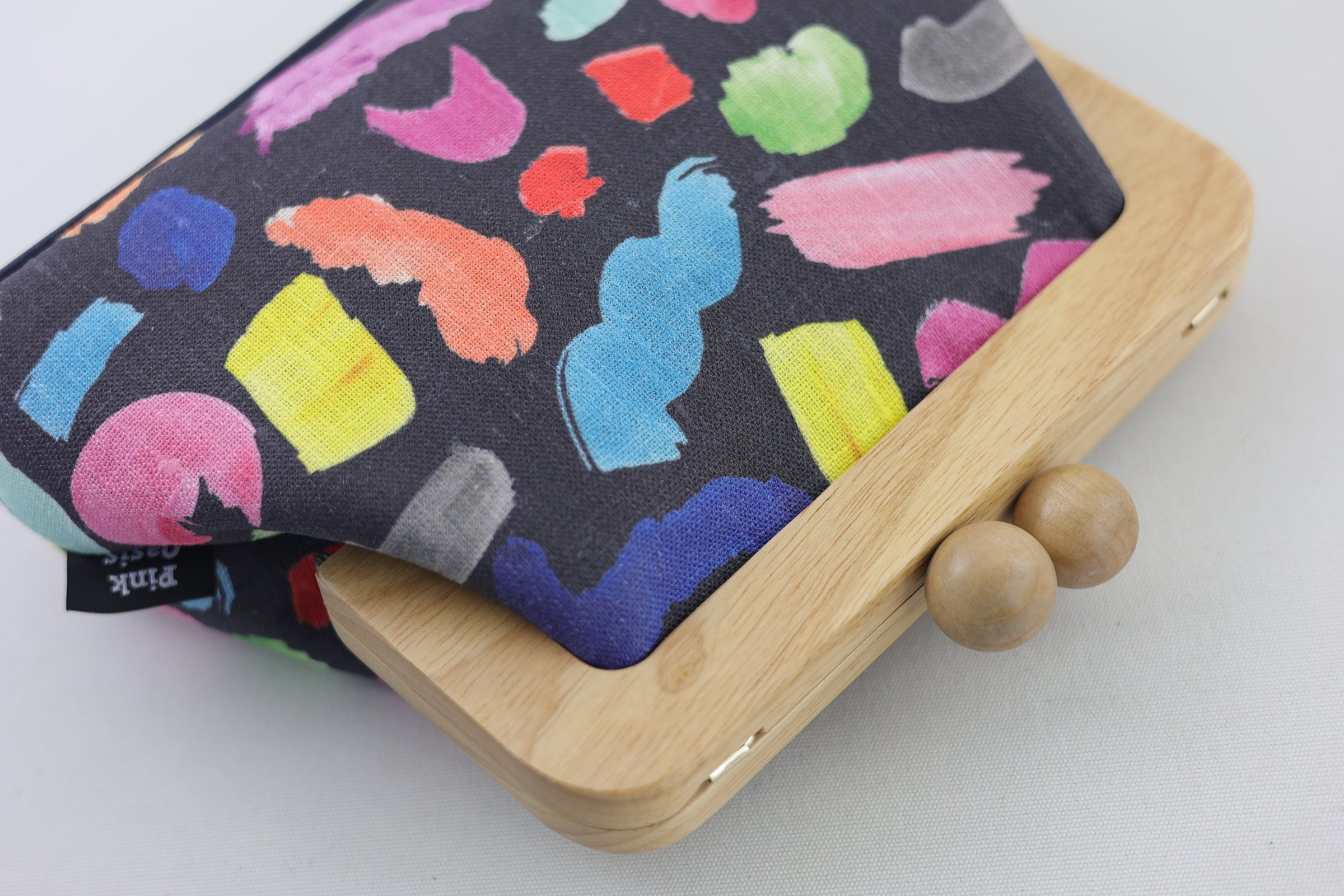 Colourful Brushes Clutch with Leather Strap | PINK OASIS
