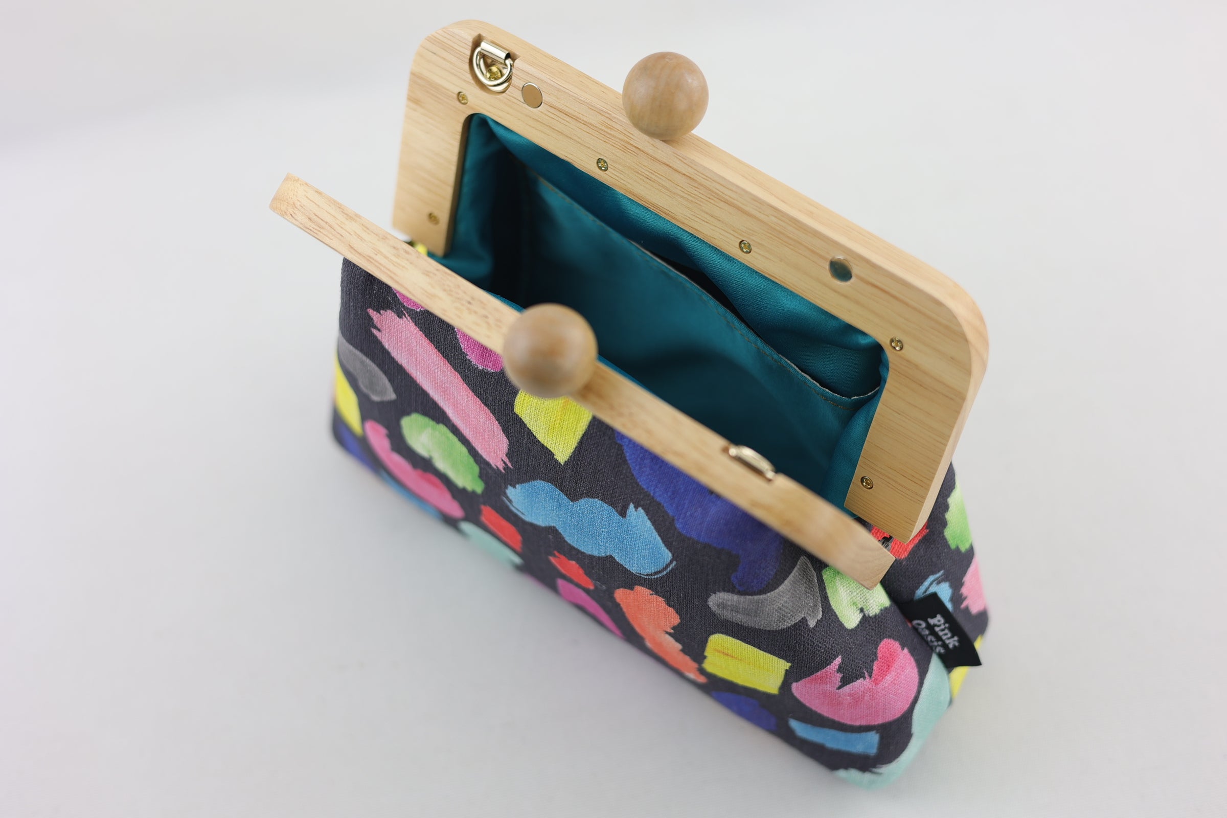 Colourful Brushes Clutch with Leather Strap | PINK OASIS