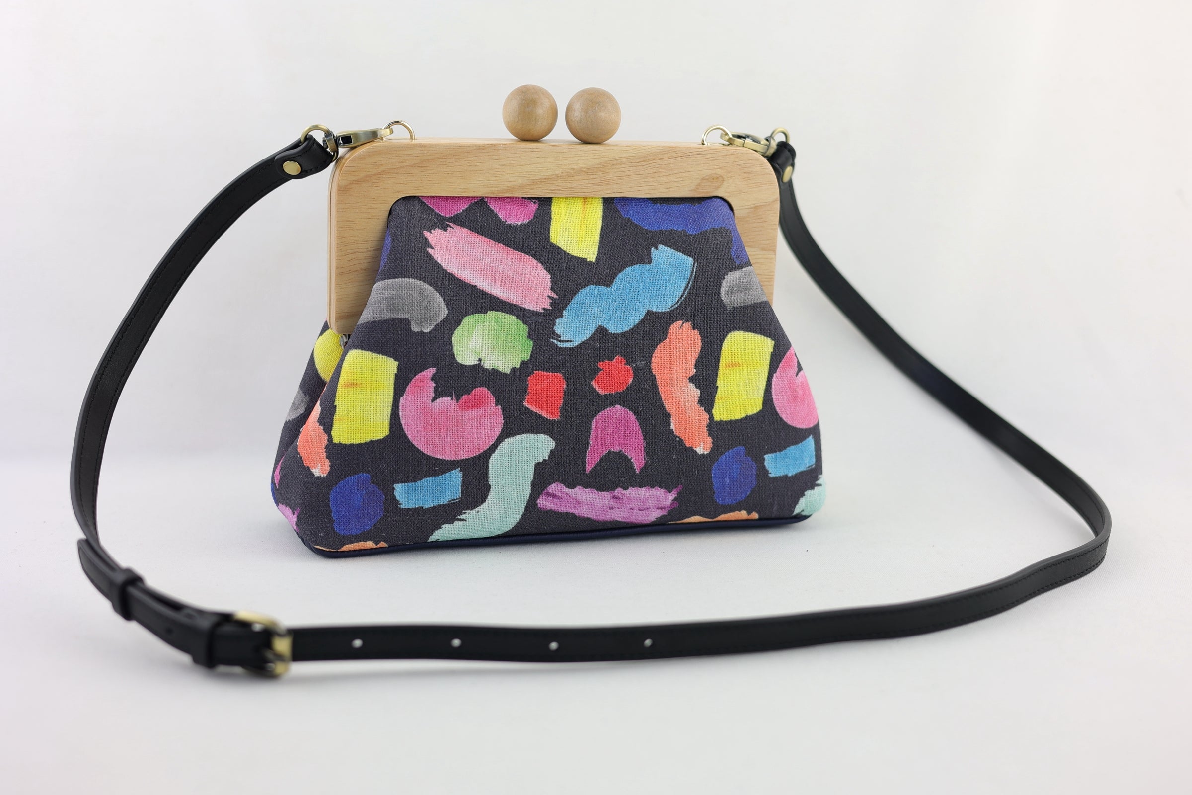 Colourful Brushes Clutch with Leather Strap | PINK OASIS