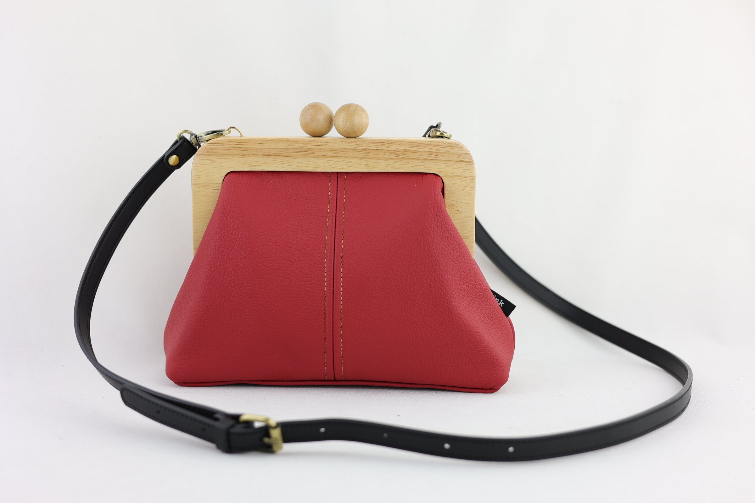 Women's Red Genuine Leather Clutch Bag with Strap | PINKOASIS