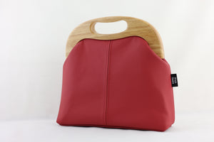 Women's handmade Crimson Red Leather Clutch Bag | PINK OASIS