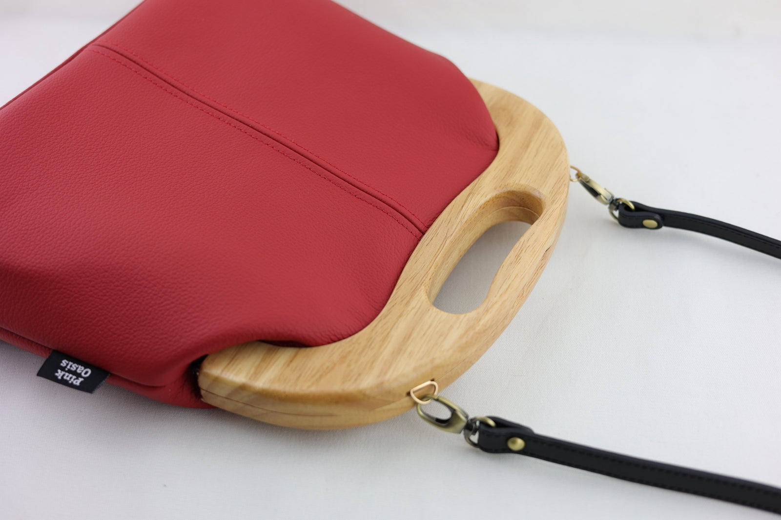 Women's handmade Crimson Red Leather Clutch Bag | PINK OASIS