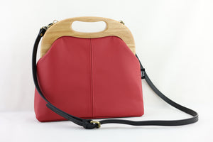 Women's handmade Crimson Red Leather Clutch Bag | PINK OASIS