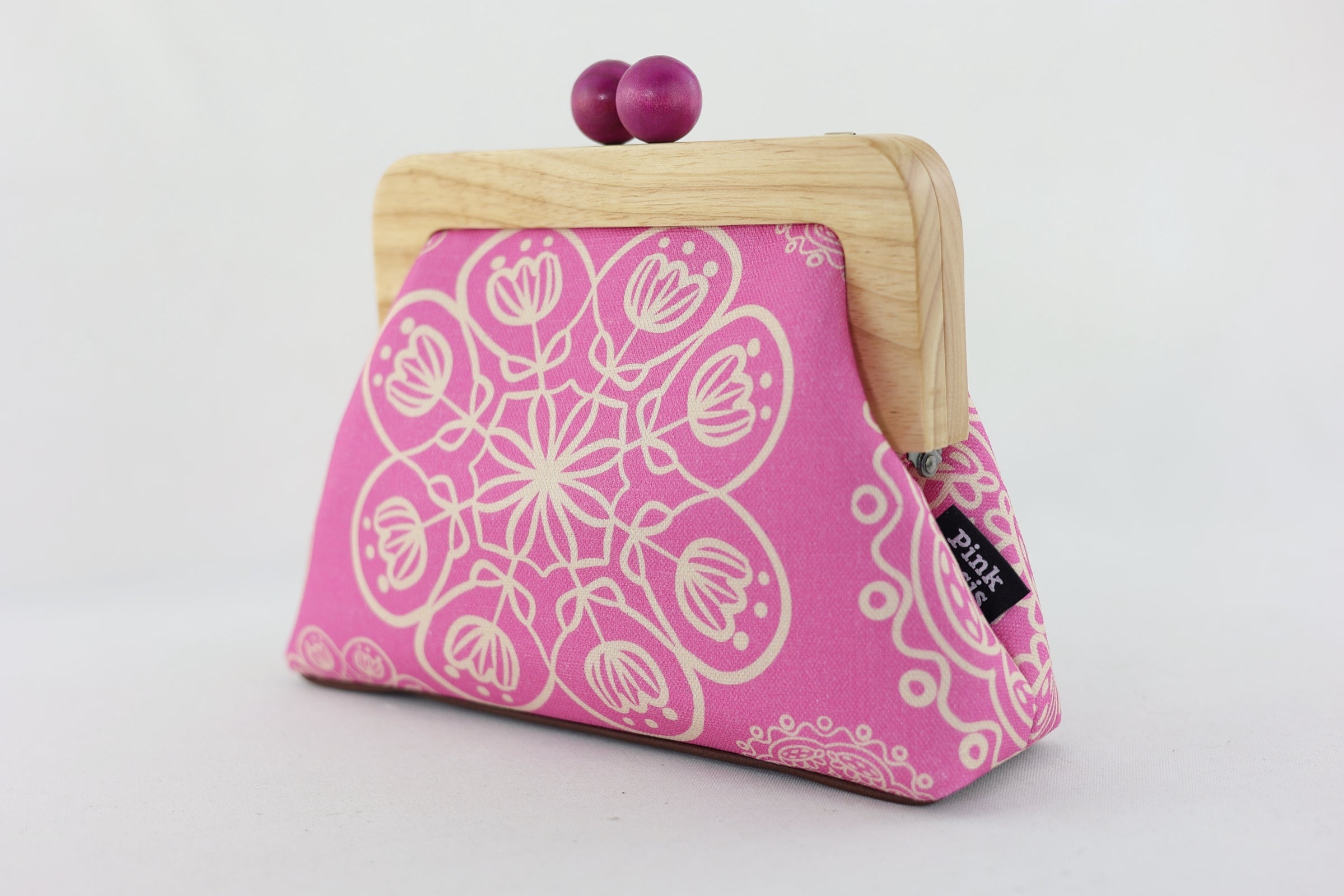 Mandalas Fuschia Clutch  (Special Edition with Colourful Ball Closure)