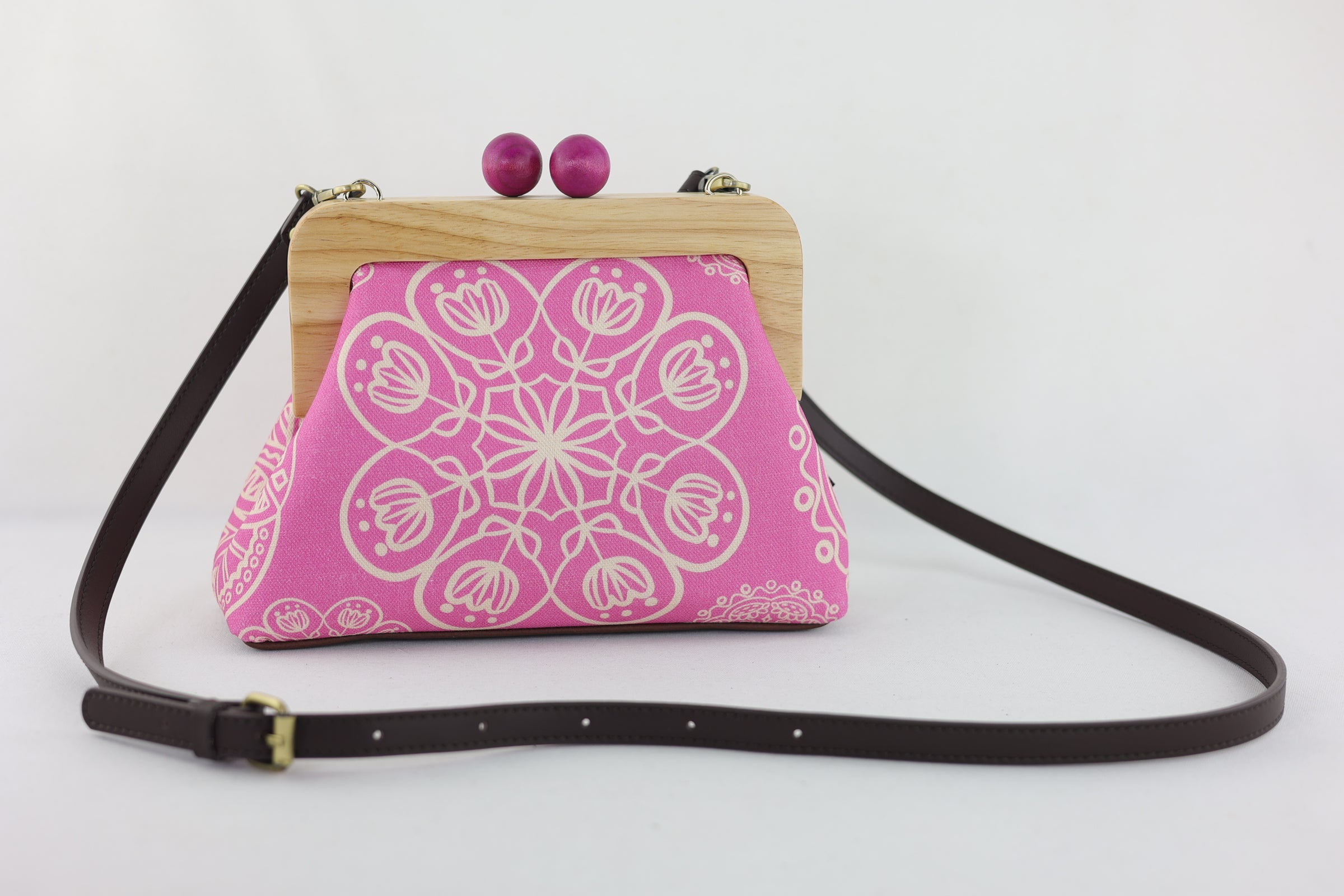 Mandalas Fuschia Clutch  (Special Edition with Colourful Ball Closure)
