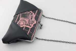 Vintage Camera Kisslock Clutch with Chain Strap | PINK OASIS