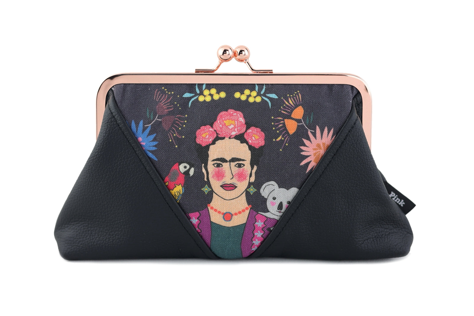 Frida Down Under Kisslock Clutch with Chain Strap | PINK OASIS