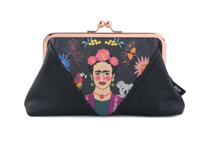Frida Down Under Kisslock Clutch with Chain Strap | PINK OASIS