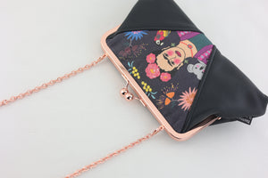 Frida Down Under Kisslock Clutch with Chain Strap | PINK OASIS