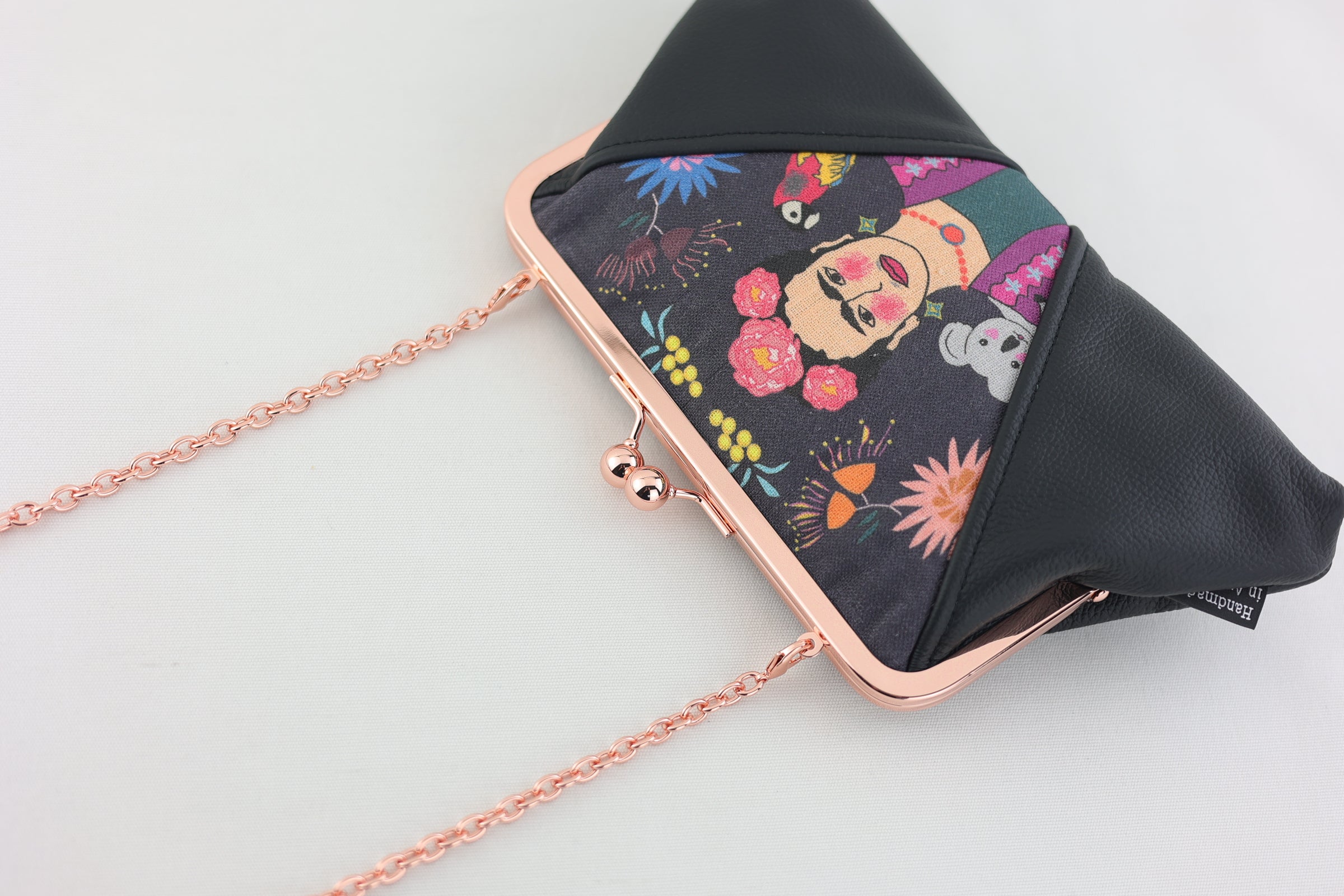 Frida Down Under Kisslock Clutch with Chain Strap | PINK OASIS