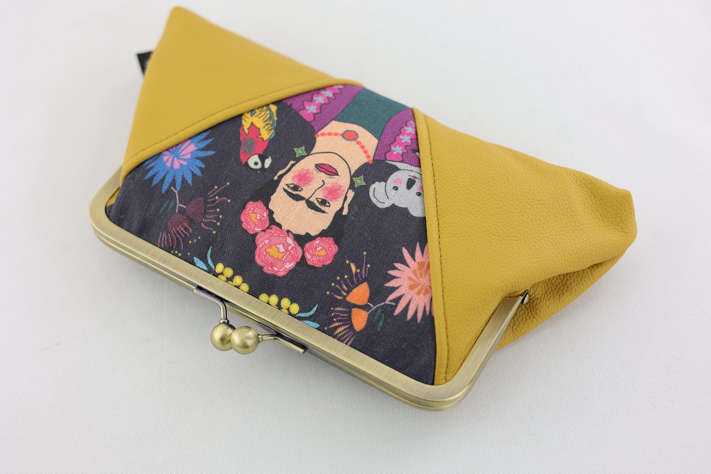 Frida Down Under Mustard Kisslock Clutch with Chain Strap | PINK OASIS