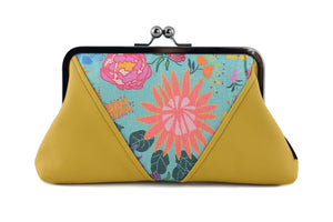 Bright & Bold Flowers Kisslock Clutch with Chain Strap | PINK OASIS