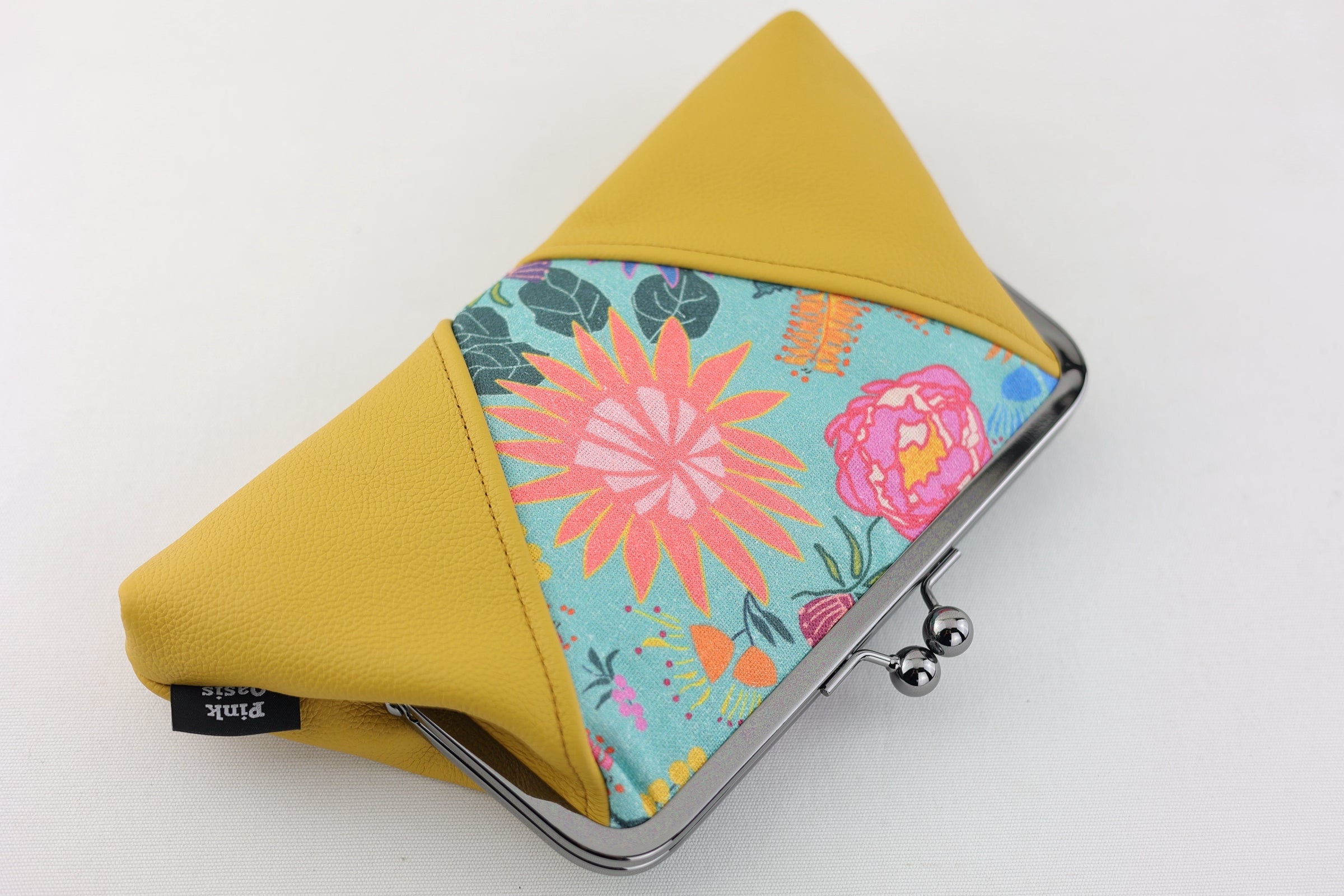 Bright & Bold Flowers Kisslock Clutch with Chain Strap | PINK OASIS