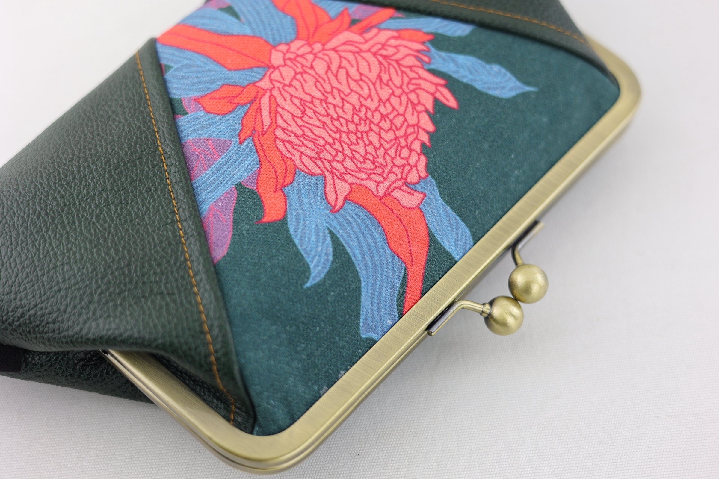 Torch Ginger Flower Kisslock Clutch with Chain Strap | PINK OASIS