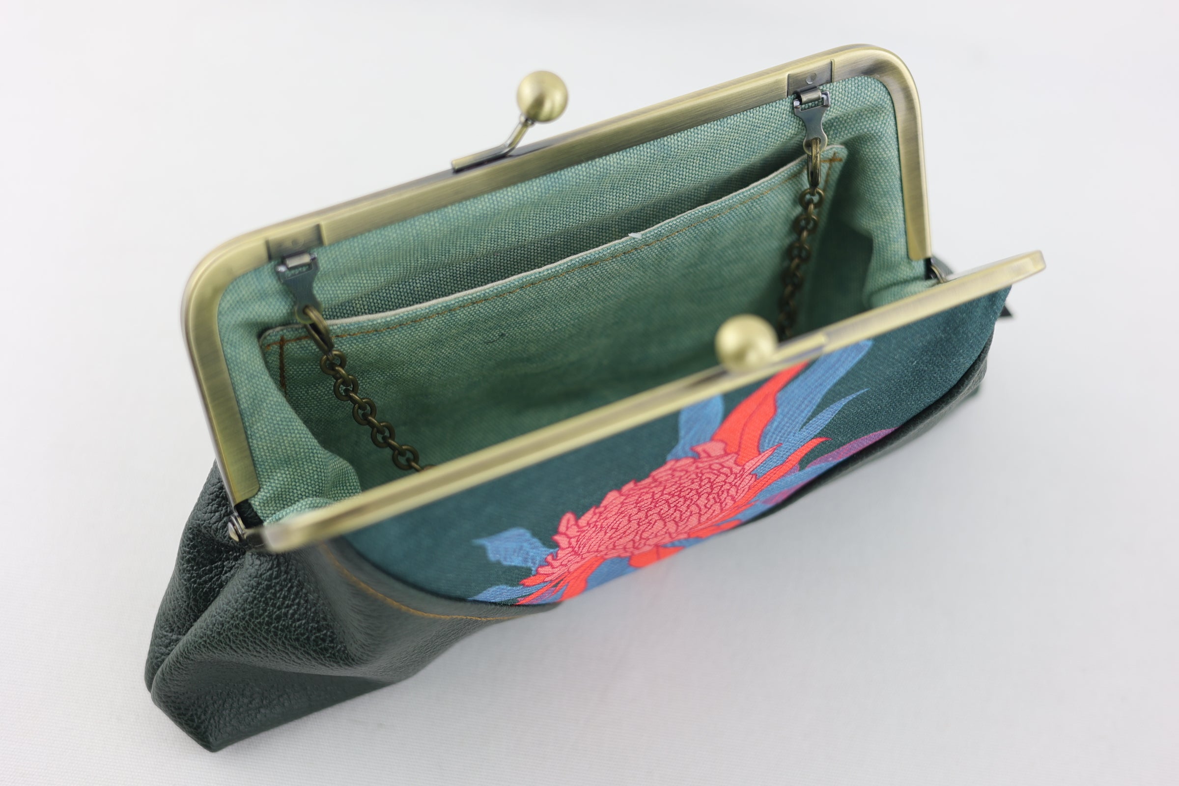 Torch Ginger Flower Kisslock Clutch with Chain Strap | PINK OASIS