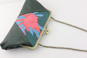 Torch Ginger Flower Kisslock Clutch with Chain Strap | PINK OASIS