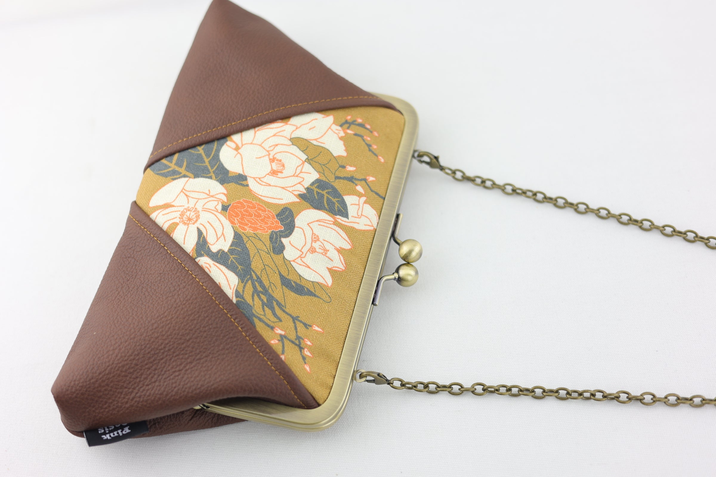 Magnolia Mustard Kisslock Clutch with Chain Strap | PINK OASIS