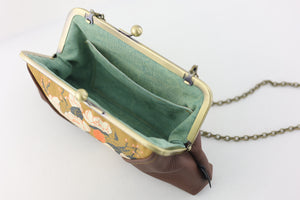 Magnolia Mustard Kisslock Clutch with Chain Strap | PINK OASIS