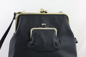Handmade Ebony Black Leather Crossbody Bag | PINK OASIS